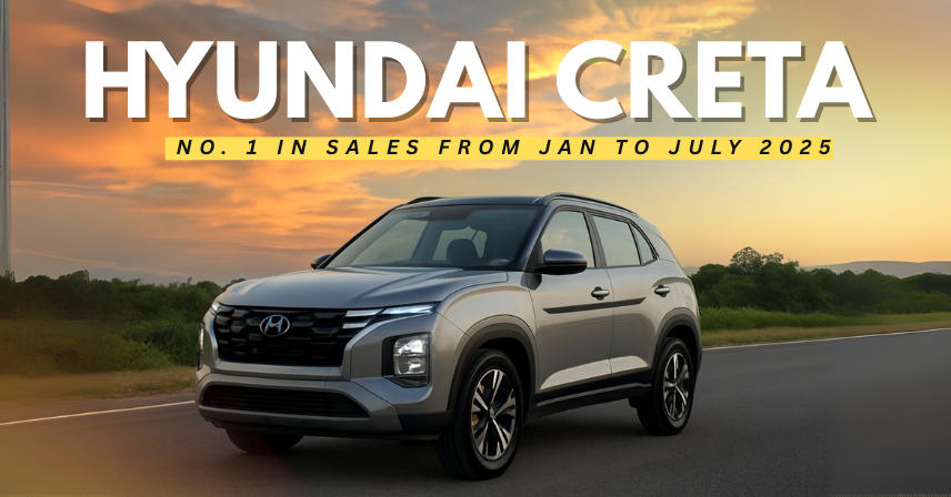 Hyundai Creta parked with panoramic sunroof and DRLs visible, top-selling SUV in India from Jan to July 2025