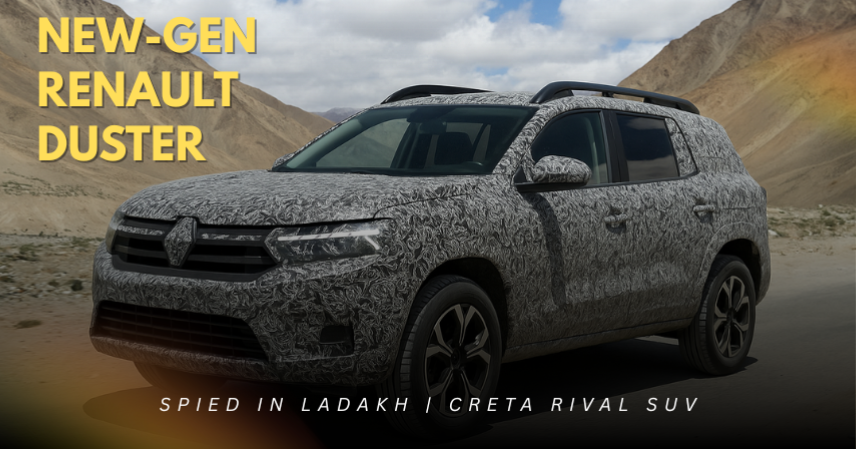 _New-gen Renault Duster 2025 SUV testing in Ladakh with camouflaged body