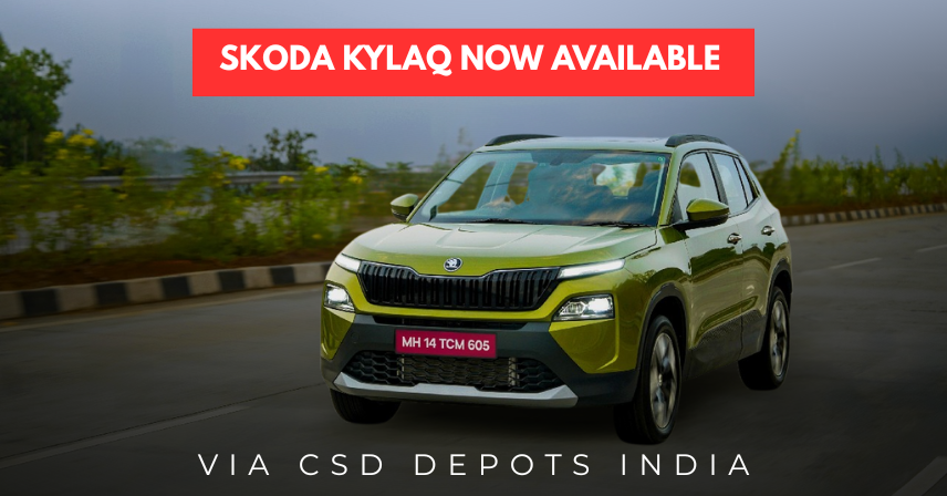 Skoda Kylaq SUV available at CSD depot in India