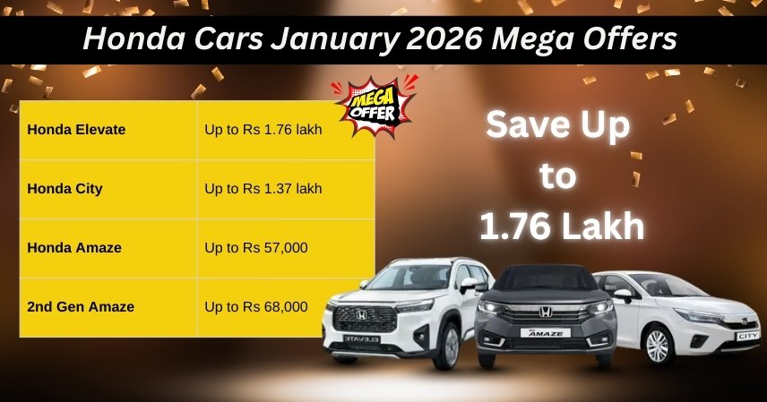 Honda Cars January 2026 Mega Offers Save Up to 1.76 Lakh