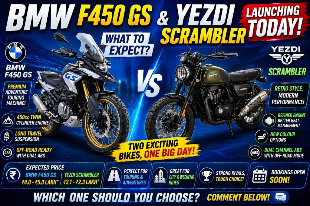 BMW F450 GS and Yezdi Scrambler Launch